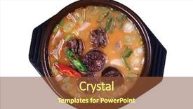  Presentation with asian food - Theme having asian food background and a tawny brown colored foreground