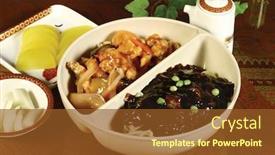  Presentation with asian food - Amazing slide deck having asian food backdrop and a tawny brown colored foreground