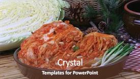  Presentation with asian food - Presentation theme enhanced with kimchi - asian food background and a tawny brown colored foreground