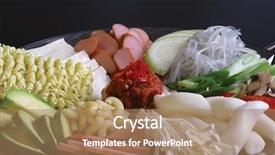  Presentation with asian food - Presentation theme having asian food background and a coral colored foreground