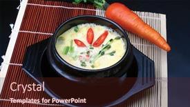  Presentation with asian food - Audience pleasing PPT theme consisting of asian food backdrop and a wine colored foreground