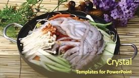  Presentation with asian food - PPT theme consisting of asian food background and a tawny brown colored foreground