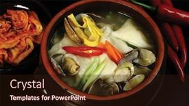  Presentation with asian food - Audience pleasing slides consisting of asian food backdrop and a wine colored foreground