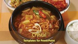  Presentation with asian food - PPT theme with asian food background and a tawny brown colored foreground