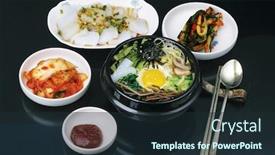  Presentation with asian food - Amazing slide set having asian food backdrop and a wine colored foreground