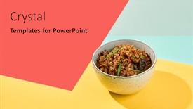  Presentation with vibrant blue - Presentation consisting of asian-fried-buckwheat-noodles background and a  colored foreground