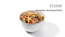  Presentation with japanese style - Presentation design having asian-fried-buckwheat-noodles background and a white colored foreground