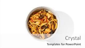  Presentation with fried chicken - Presentation theme consisting of asian-fried-noodles-with-chicken background and a  colored foreground