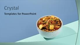  Presentation with asian noodle soup in a - Theme consisting of asian-fried-noodles-with-tofu background and a light blue colored foreground