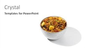  Presentation with white cheese - Presentation design consisting of asian-fried-noodles-with-tofu background and a white colored foreground