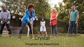  Presentation with visegrad group - PPT layouts with party game - group of mature friends playing background and a coral colored foreground