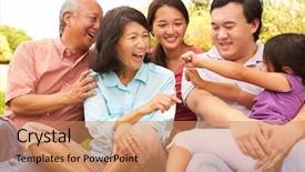  Presentation with generation - PPT layouts with multi generation family playing game background and a coral colored foreground