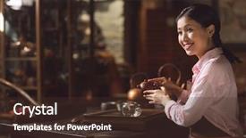  Presentation with ceremony - Presentation design featuring asian girl at tea ceremony background and a tawny brown colored foreground