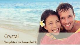  Presentation with young happy couple - Amazing PPT layouts having beach vacation laughing young people backdrop and a lemonade colored foreground