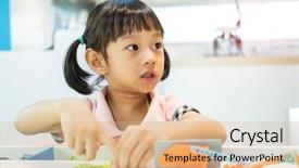  Presentation with little asian girl receiving vaccination - Colorful PPT theme enhanced with asian girl child having fun backdrop and a  colored foreground