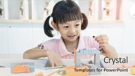  Presentation with fun - Audience pleasing presentation design consisting of asian girl child having fun backdrop and a  colored foreground