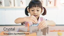  Presentation with little asian girl receiving vaccination - Presentation theme featuring asian girl child having fun background and a  colored foreground