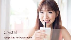  Presentation with beverage - Slide deck having asian-girl-drinking-a-glass background and a lemonade colored foreground
