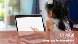  Presentation with home schooling - Beautiful slide set featuring asian-girl-elementary-student-using backdrop and a coral colored foreground