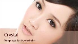  Presentation with beauty products - Cool new slides with asian girl face for beauty products backdrop and a lemonade colored foreground