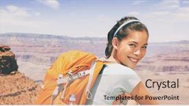  Presentation with grand canyon - Amazing presentation having asian girl happy on trek backdrop and a coral colored foreground