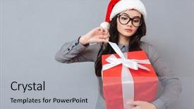  Presentation with girl christmas - Cool new theme with asian-girl-in-christmas-hat backdrop and a light gray colored foreground