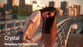  Presentation with little asian girl receiving vaccination - Presentation design featuring asian girl in sunglasses leaning background and a tawny brown colored foreground
