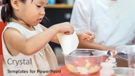  Presentation with home schooling - Cool new slide deck with asian-girl-kid-playing-toy backdrop and a coral colored foreground