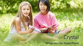  Presentation with asian paint - Beautiful PPT theme featuring asian girl paints a picture backdrop and a yellow colored foreground