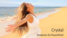  Presentation with free nature - Amazing presentation theme having asian girl posing on travel backdrop and a lemonade colored foreground