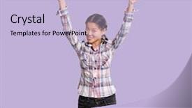  Presentation with winning - Slide deck having asian girl shows well done background and a  colored foreground