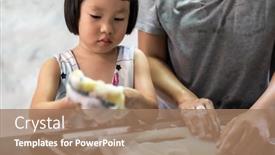  Presentation with tableware - Theme featuring asian-girl-washing-dish background and a coral colored foreground