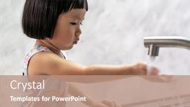  Presentation with hand hygiene - Audience pleasing presentation design consisting of asian-girl-washing-her-hand backdrop and a coral colored foreground