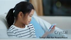  Presentation with mobile home - Presentation design having korean drama - asian girl watch on mobile background and a light blue colored foreground