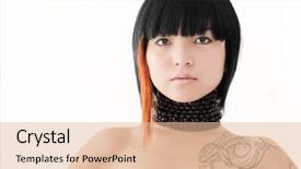  Presentation with girl design - Cool new PPT layouts with asian girl with stylish hair backdrop and a lemonade colored foreground