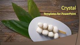  Presentation with rice - Amazing PPT theme having asian glutinous rice sticky dumplings backdrop and a tawny brown colored foreground