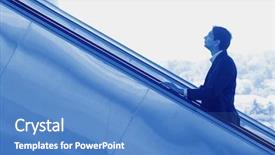  Presentation with asian - Slide deck featuring asian indian businessman ascending escalator background and a teal colored foreground