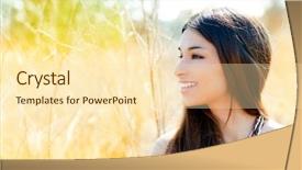  Presentation with golden woman - PPT theme featuring portrait in golden grass field background and a cream colored foreground