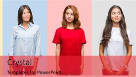  Presentation with african american women - Slides with asian indian women over vintage background and a red colored foreground