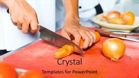  Presentation with hotel kitchen - Cool new PPT theme with asian indonesian chef along backdrop and a red colored foreground