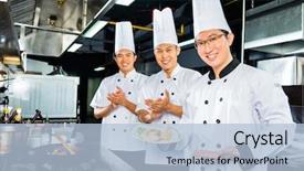  Presentation with hotel kitchen - Cool new presentation theme with asian indonesian chefs along backdrop and a light blue colored foreground