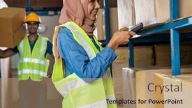  Presentation with islam - Slide set featuring asian-islam-muslim-female-warehouse background and a coral colored foreground