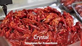  Presentation with asian food - PPT theme having asian kitchen sale and food background and a red colored foreground