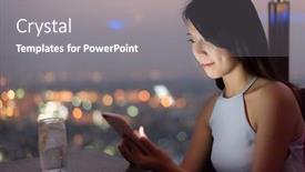  Presentation with bangkok - Audience pleasing PPT theme consisting of asian lady read message on mobiel at luxury restaurant in the night bangkok asia backdrop and a gray colored foreground