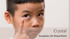  Presentation with contact lens - Audience pleasing presentation theme consisting of asian little boy put backdrop and a soft green colored foreground