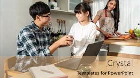  Presentation with togetherness - Slide deck having asian-little-girl-serving-water background and a coral colored foreground