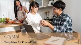  Presentation with water - Colorful slide set enhanced with asian-little-girl-serving-water backdrop and a coral colored foreground