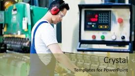  Presentation with machine operator - Slide deck with asian machine operator in production background and a mint green colored foreground