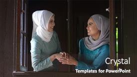  Presentation with hari raya aidilfitri - Presentation consisting of asian-malay-muslim-girls-greetings background and a tawny brown colored foreground