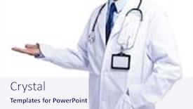  Presentation with asian doctor - Audience pleasing PPT layouts consisting of asian male doctor hand show backdrop and a sky blue colored foreground